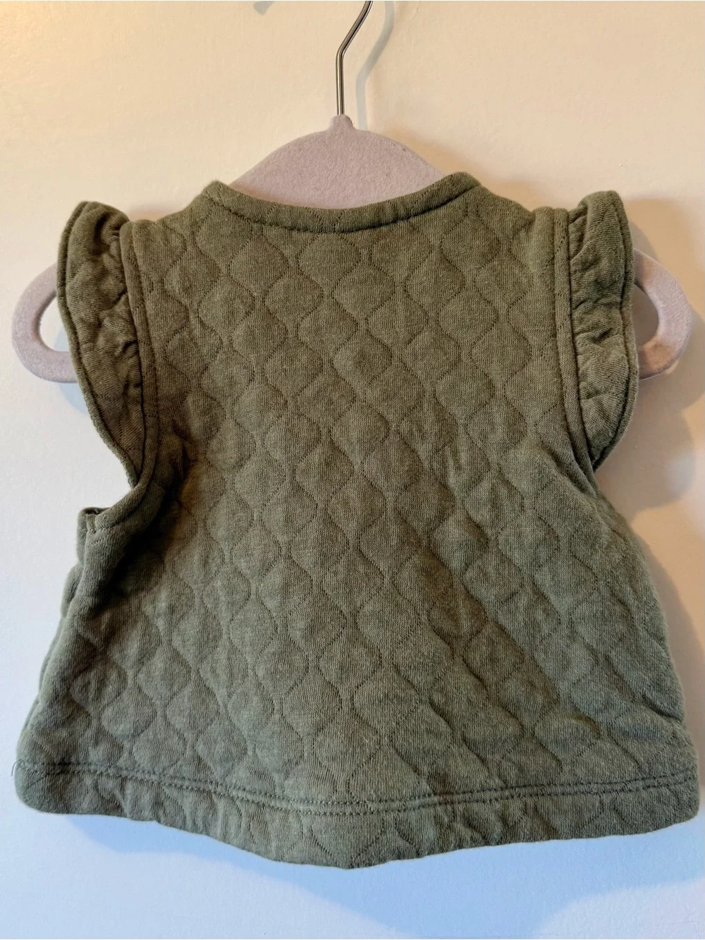 Carter's Quilted Olive Green Baby Vest with Flutter Sleeves
